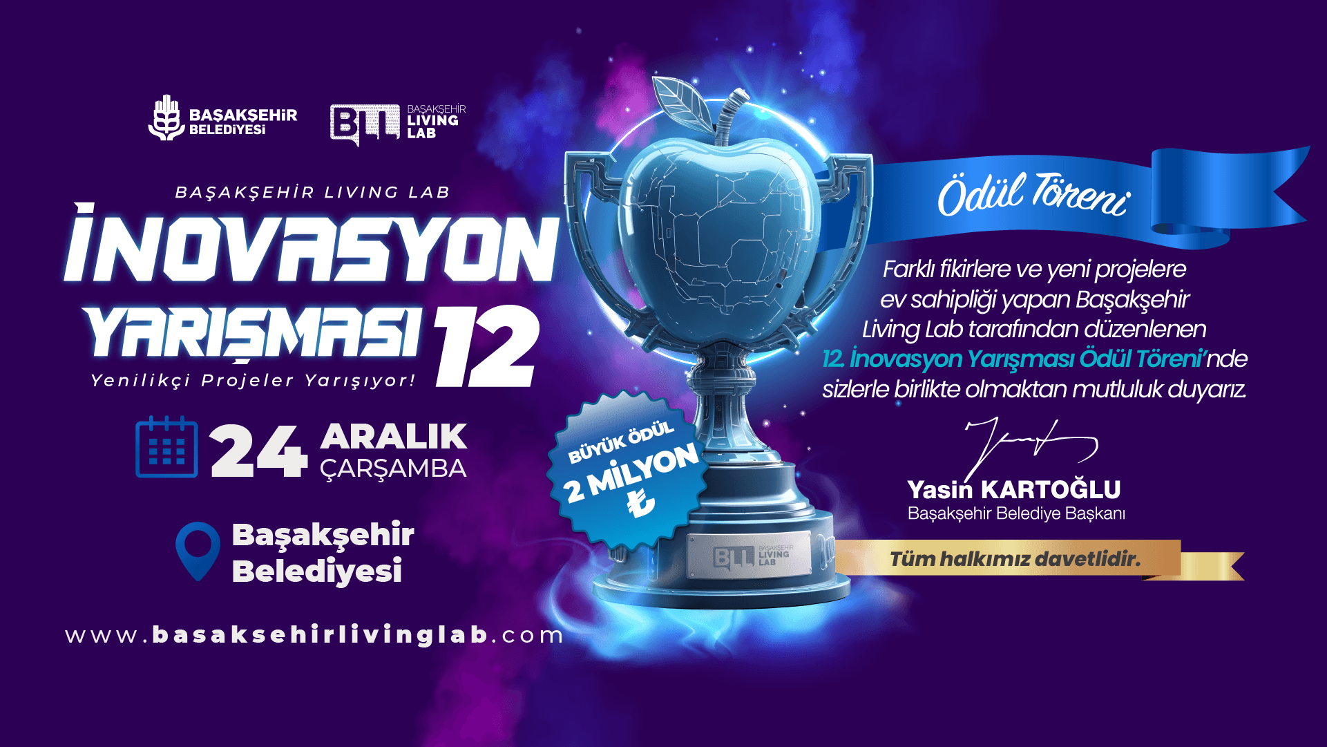 Başakşehir Living Lab İnovasyon Yarışması 12 Ödül Töreni Daveti 