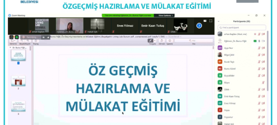 Özgeçmiş Hazırlama ve Mülakat Eğitimi Gençlere Online Olarak Verildi